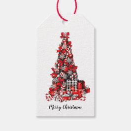 ヴィンテージファームハウスクリスマスツリーメリークリスマス ギフトタグ