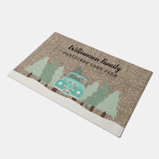 ヴィンテージファームハウスクリスマス – ファミリーウェルカム ドアマット (アングル)