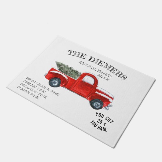 ヴィンテージファームハウスクリスマス – 家族名ドアマット ドアマット (アングル)