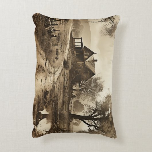 ヴィンテージファームハウスダートロードピケットフェンストイレ アクセントクッション (裏面(縦))