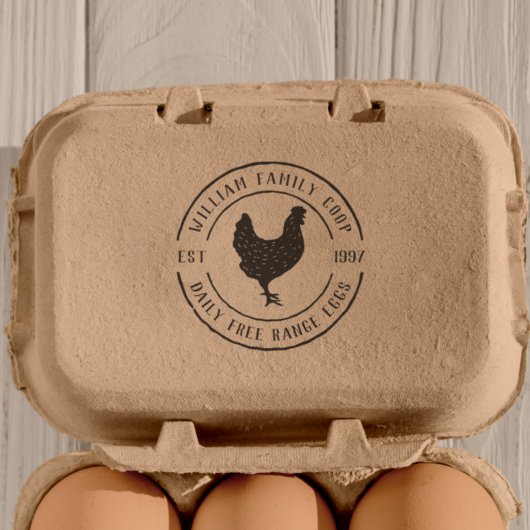 ヴィンテージファームハウスチキンエッグカートンラウンド セルフインキングスタンプ