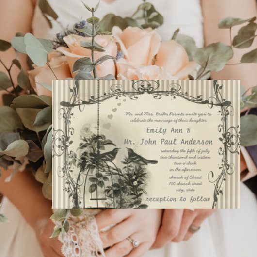 ヴィンテージファームハウスバードケージロベバ結婚ードズ 招待状