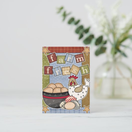 ヴィンテージファームハウスファームフレッシュエッグスチキンヘングエッグ 名刺 (スタンド正面)