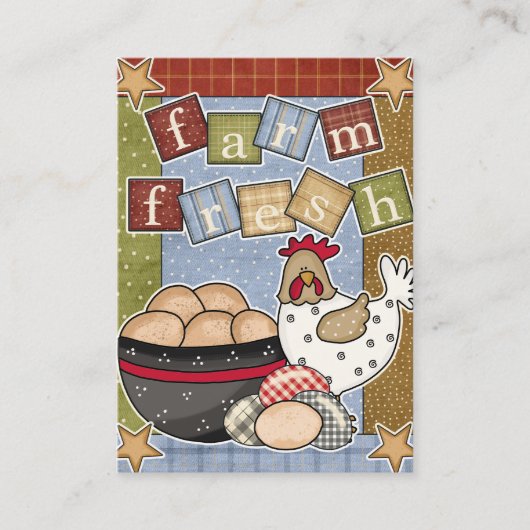 ヴィンテージファームハウスファームフレッシュエッグスチキンヘングエッグ 名刺 (正面)