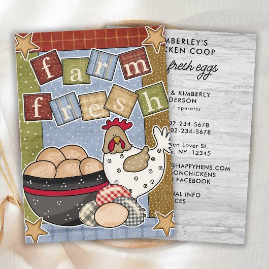 ヴィンテージファームハウスファームフレッシュエッグスチキンヘングエッグ 名刺