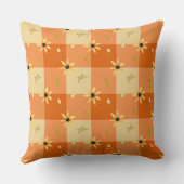 ヴィンテージファームハウスフローラオレンジバッファローチェック クッション (裏面)