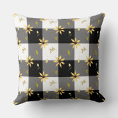 ヴィンテージファームハウスフローラ白黒バッファローチェック クッション (裏面)