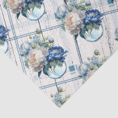 ヴィンテージファームハウスブループレイド牡丹数々の花 薄葉紙 (詳細)