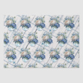 ヴィンテージファームハウスブループレイド牡丹数々の花 薄葉紙 (正面)