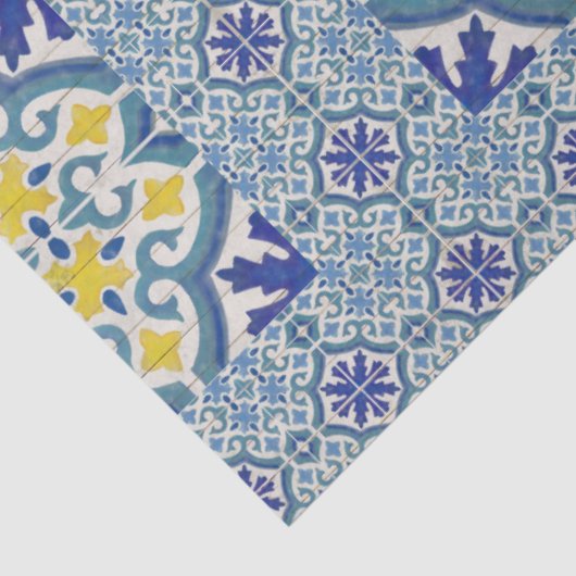 ヴィンテージファームハウスブルーホワイトイエローデクページ 薄葉紙 (詳細)