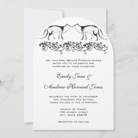 ヴィンテージファームハウスボホキツネ結婚式招待状 招待状 (正面)