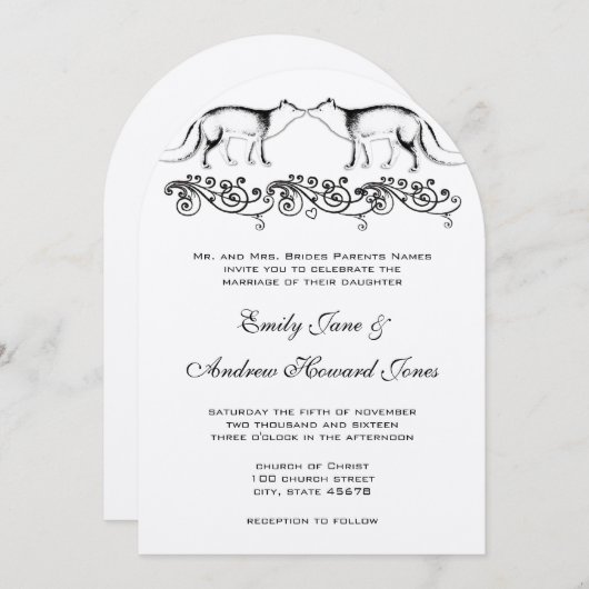 ヴィンテージファームハウスボホキツネ結婚式招待状 招待状 (正面/裏面)