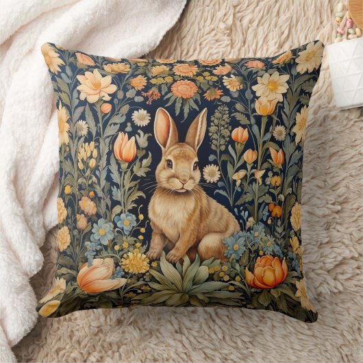 ヴィンテージファームハウスラビットインアザフローラガーデン クッション (ブランケット)