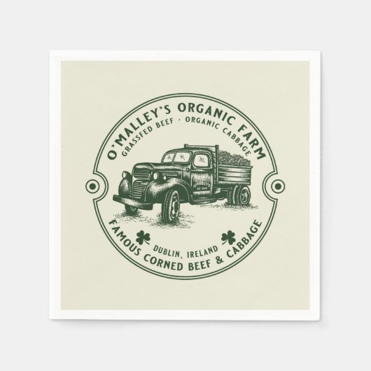 ヴィンテージファームハウスランチファームハウスデカップアート スタンダードカクテルナプキン (正面)