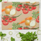 ヴィンテージファームハ素朴ウスTAUPEウォーターカラーベジー キッチンタオル (折り畳み)