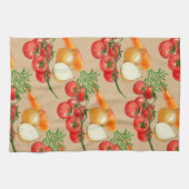 ヴィンテージファームハ素朴ウスTAUPEウォーターカラーベジー キッチンタオル (横)