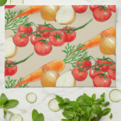 ヴィンテージファームハ素朴ウスTAUPEウォーターカラーベジー キッチンタオル (折り畳み)