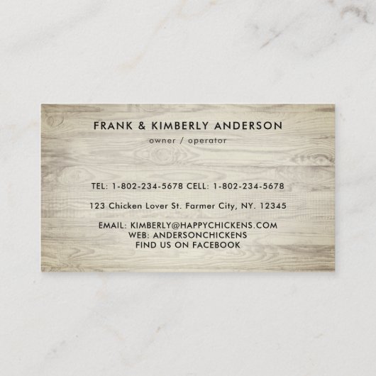 ヴィンテージファームフレッシュエッグズキュートチキンファームハウス 名刺 (裏面)