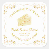 ヴィンテージファームフレッシュスイスチーズスクエアラベル スクエアシール (正面)