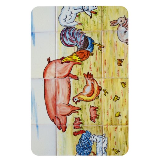 ヴィンテージファーム動物の素朴なかわいい マグネット (縦)