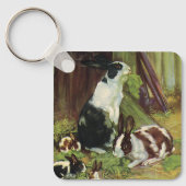 ヴィンテージファーム動物，ペット遊ウサギのHutch キーホルダー (正面)