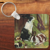 ヴィンテージファーム動物，ペット遊ウサギのHutch キーホルダー (正面)