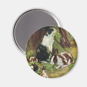 ヴィンテージファーム動物,ペット遊ウサギのHutch マグネット (正面/裏面)