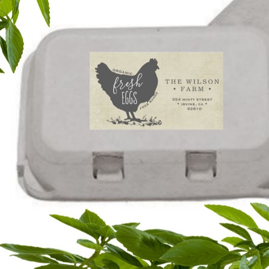 ヴィンテージファーム卵カートンアドレスステッカー 長方形シール