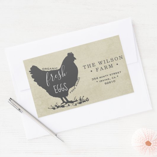 ヴィンテージファーム卵カートンアドレスステッカー 長方形シール (封筒)