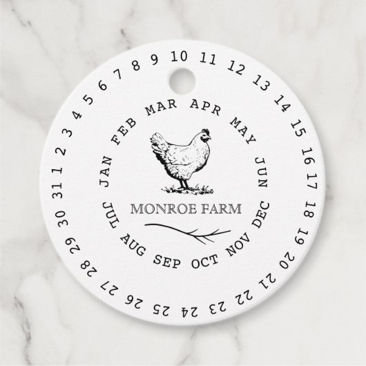 ヴィンテージファーム囲み日付卵カートン フェイバータグ (正面)