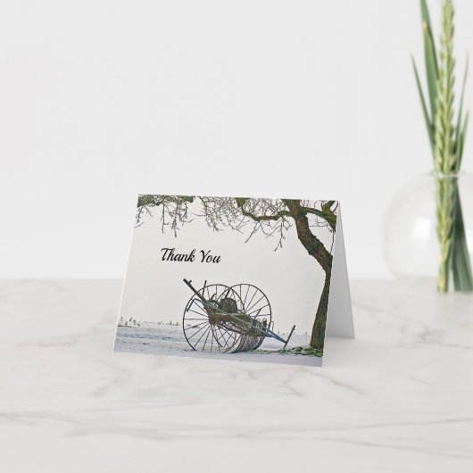 ヴィンテージファーム機器雪写真 サンキューカード (正面)