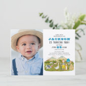 ヴィンテージファーム納屋周囲の庭動物の写真2nd誕生日 招待状 (スタンド正面)