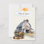 ヴィンテージファーム誕生日トラクターパーティー サンキューカード (正面)