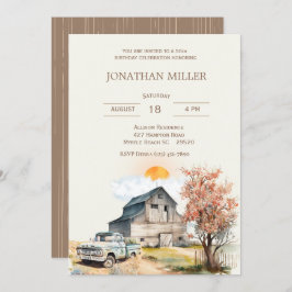ヴィンテージファーム50番目の誕生日トラックパーティの招待状 招待状