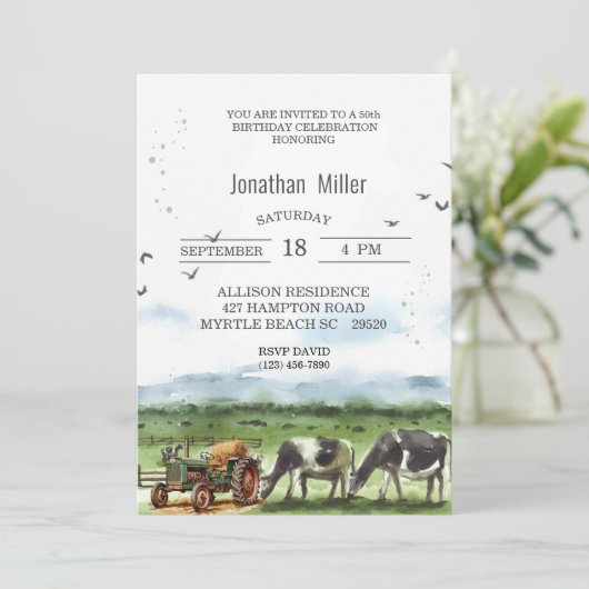 ヴィンテージファーム50th誕生日トラクターパーティー 招待状 (スタンド正面)