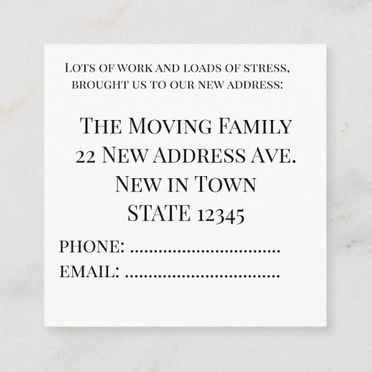 ヴィンテージフィアット500新しいアドレスカード エンクロージャーカード (裏面)