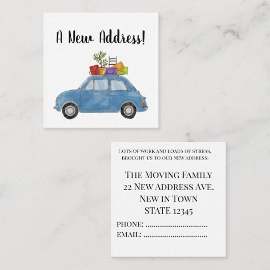 ヴィンテージフィアット500新しいアドレスカード エンクロージャーカード (正面/裏面)