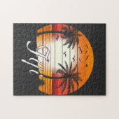 ヴィンテージフィジパームツリーズサマービーチ ジグソーパズル (横)