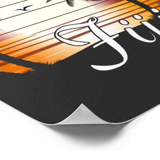 ヴィンテージフィジパームツリーズサマービーチ ポスター (角)