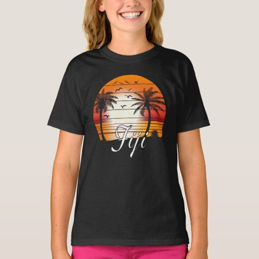 ヴィンテージフィジパームツリーズサマービーチ Tシャツ (正面)