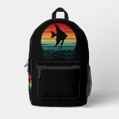 ヴィンテージフィッシュサンセット魚釣り プリントバックパック (正面)