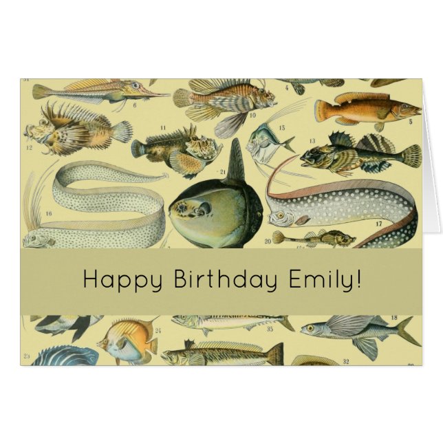 ヴィンテージフィッシュ科学魚釣りアート (正面横)