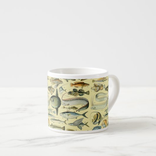 ヴィンテージフィッシュ科学魚釣りアート エスプレッソカップ (正面右)