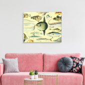 ヴィンテージフィッシュ科学魚釣りアート キャンバスプリント (インサイチュ (リビング))