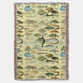 ヴィンテージフィッシュ科学魚釣りアート スローブランケット