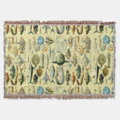 ヴィンテージフィッシュ科学魚釣りアート スローブランケット (正面)