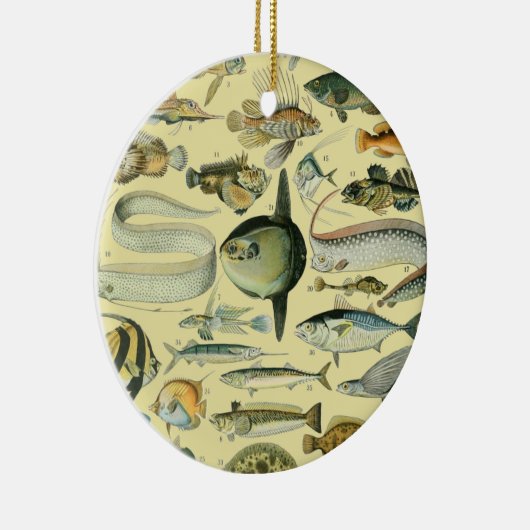 ヴィンテージフィッシュ科学魚釣りアート セラミックオーナメント (右)