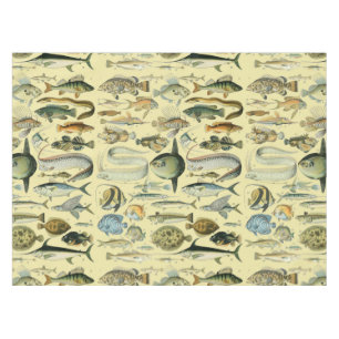 ヴィンテージフィッシュ科学魚釣りアート テーブルクロス