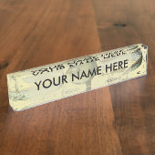 ヴィンテージフィッシュ科学魚釣りアート デスクネームプレート (側面)