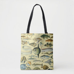 ヴィンテージフィッシュ科学魚釣りアート トートバッグ